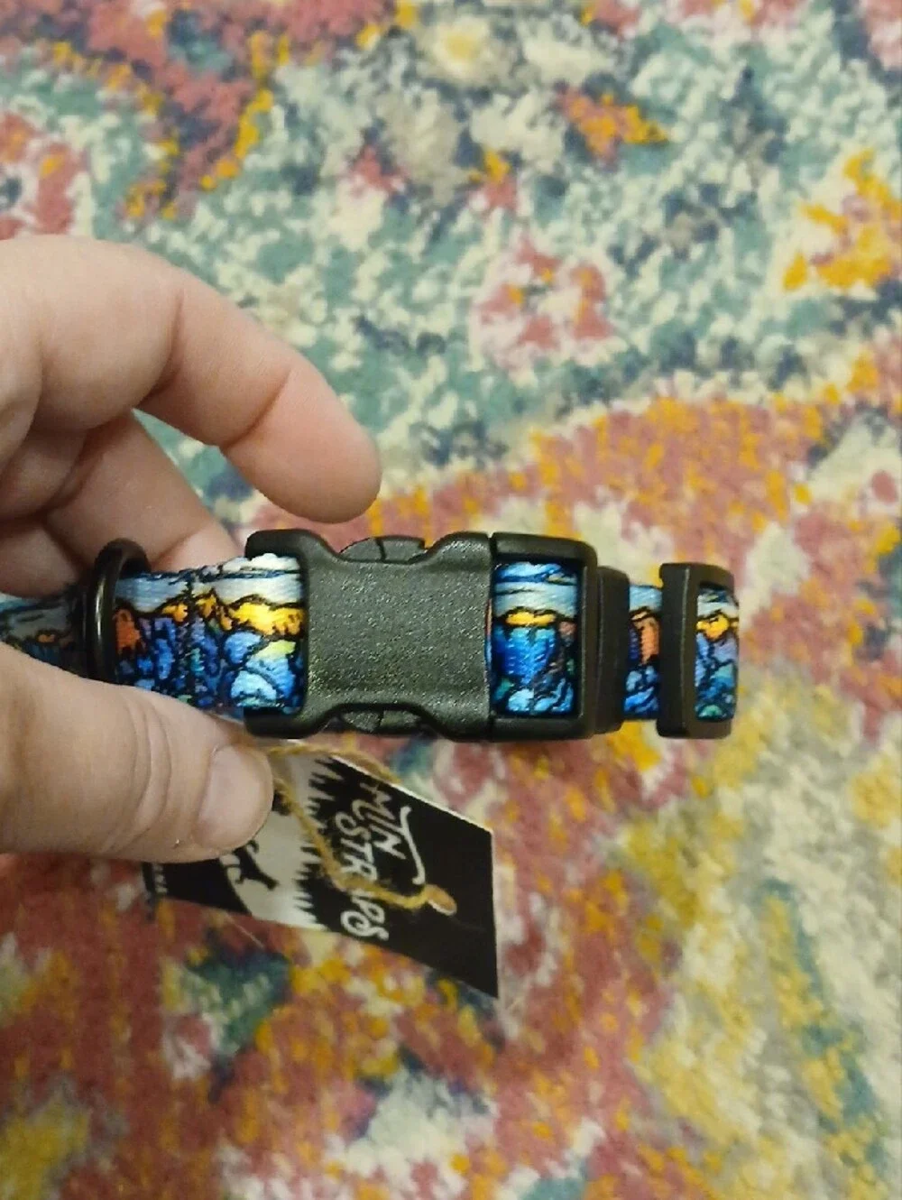 MUN Straps Blue Patterned Dog Collar